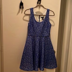 Blue Lace Detail Pattern Aqua Dress